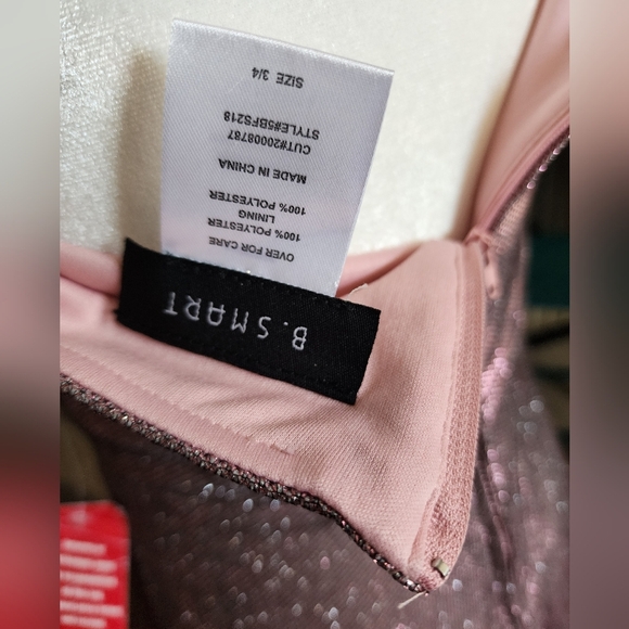 NWT Pink Metallic Sweetheart Strapless Dress Size 3/4 Spring Dress - Picture 7 of 7